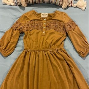 Little girls Mia Joy mustard long dress size 10
